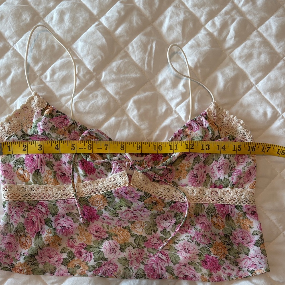 Princess Polly Emilee Top Pink Floral Cami Crop size 10 - Picture 3 of 11